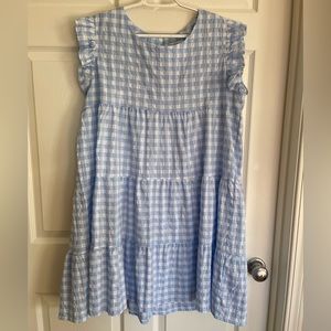 Blue Gingham Dress - L